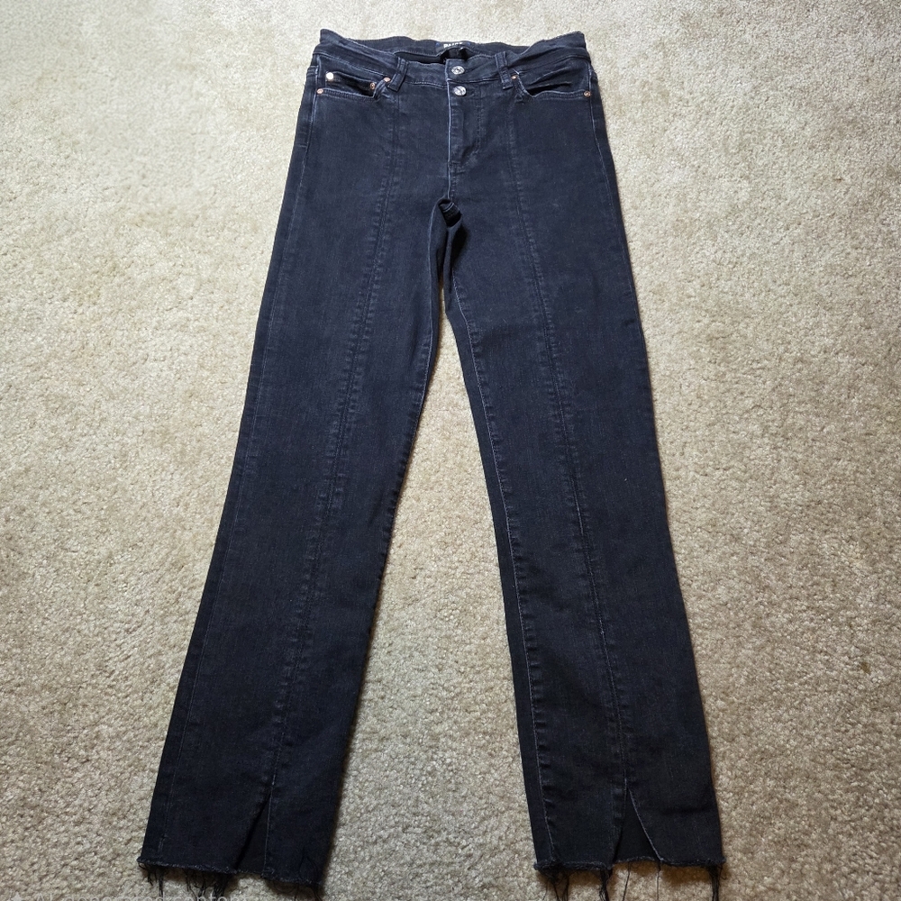 PAIGE Cindy High Rise Straight Leg Ankle Jeans Black Crop Size 26 Streetwear